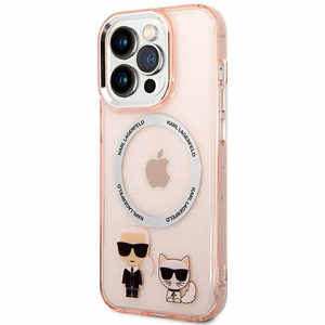Karl Lagerfeld KLHMP14LHKCP iPhone 14 Pro 6.1 kovakuori vaaleanpunainen / vaaleanpunainen Karl & Choupette Aluminum Magsafe