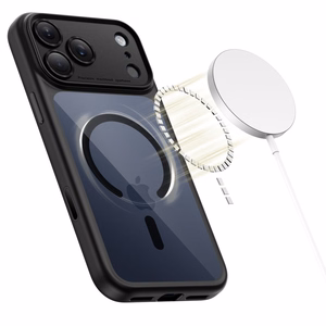 Tech-Protect Magpeak Magsafe CC Suojakuori iPhone 17 Pro Max:lle - läpinäkyvä musta