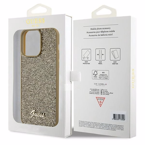 Guess Disco Metal Script Suojakuori iPhone 15 Pro Max:lle - kultainen