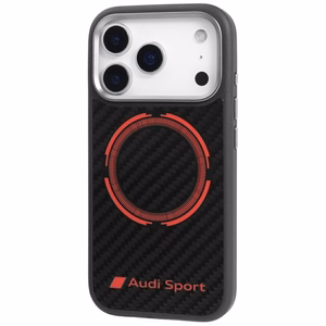 Audi RSQ Carbon Fiber Sport Red Circle MagSafe Suojakuori iPhone 17 Pro:lle - Musta