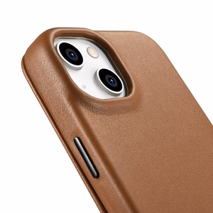 iCarer CE Premium Nahka Folio Case iPhone 14 Plus Magneettinen Flip Nahka Folio Case MagSafe Brown (WMI14220715-BN)