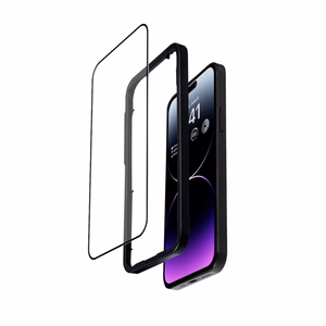 Crong Anti-Bacterial 3D Armor Glass 9H koko näytön peittävä karkaistu suojalasi iPhone 14 Pro Max -laitteelle, asennuskehyksellä