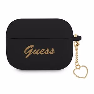 Guess GUAPLSCHSK AirPods Pro suojakuori musta/musta Silikoni Charm Sydänmallisto