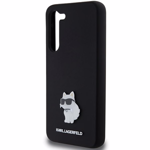 Karl Lagerfeld Silikoninen Choupette Metal Pin Suojakuori Samsung Galaxy S24+:lle - musta