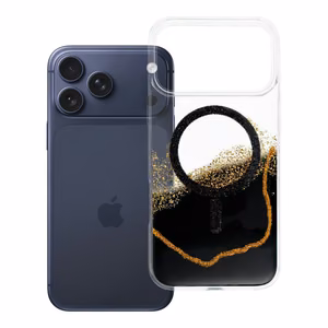 Case for iPhone 17 Pro Max / 18 Pro Max (low camera edge) Golden compatible with MagSafe black