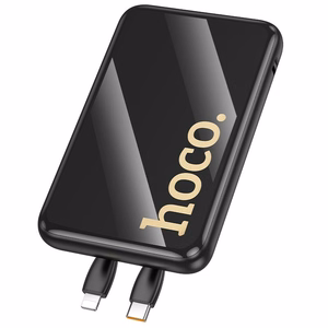Hoco Q37 -varavirtalähde 10000 mAh QC PD 22,5W sisäänrakennetuilla kaapeleilla USB-C + Lightning, musta