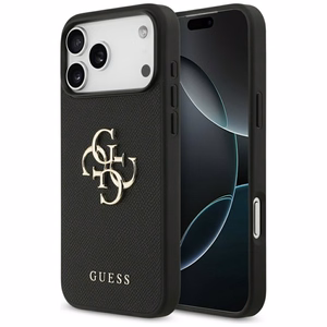 Guess Grained Big 4G & Classic Logo Suojakuori iPhone 17 Pro Maxille - musta