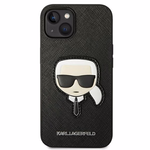 Karl Lagerfeld Saffiano Karl's Head Patch Case iPhone 14 Plus - musta