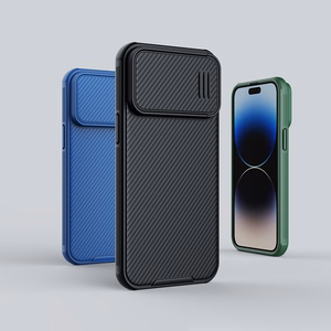 Nillkin CamShield S suojakuori iPhone 14 Pro Max:lle panssaroitu kuori kameransuojalla sininen