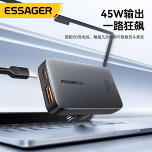 Charger Essager "GaN Ultra" Black 45W (1xPD / 1xQC3.0)