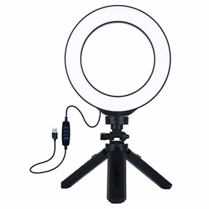 LED-rengaslamppu 16 cm taskujalustan kiinnikkeellä 12–14,5 cm, USB