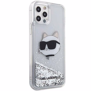 Karl Lagerfeld KLHCP12MLNHCCS iPhone 12 / 12 Pro 6.1" hopeinen/hopeinen kovakuori Glitter Choupette Head