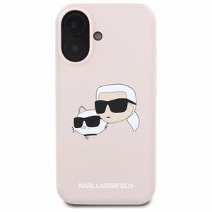 Karl Lagerfeld Silikoninen Nauble Heads Print MagSafe Suojakuori iPhone 16:lle - Vaaleanpunainen