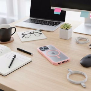 Case for iPhone 16 PRO MAX Flexline Mag Cover compatible with MagSafe pink