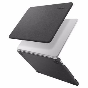 Spigen Urban Fit musta suojakuori vuoden 2026 MacBook Neo 13 -mallille