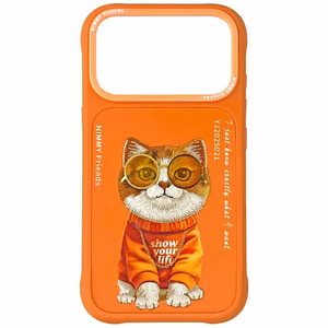 Nimmy Glasses Cool Cat Suojakuori iPhone 17 Prolle - Oranssi