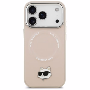 Karl Lagerfeld Choupette Pin MagSafe Suojakuori iPhone 17 Pro Max:lle - Vaaleanpunainen