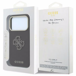 Guess Grained & Big Resin Logo -suojakuori iPhone 18 Pro Max / 17 Pro Max – musta