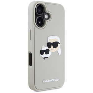 Karl Lagerfeld HC 3D Rubber Double Heads Suojakuori iPhone 16:lle - beige