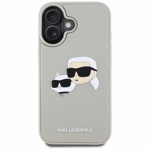 Karl Lagerfeld HC 3D Rubber Double Heads Suojakuori iPhone 16:lle - beige
