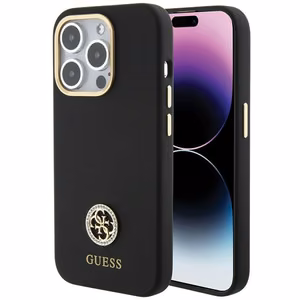 Guess Silicone Logo Strass 4G suojakuori iPhone 15 Pro Max:lle - musta