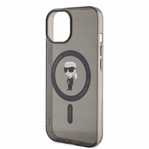 Karl Lagerfeld suojakuori iPhone 15 6,1 KLHMP15SHFCKNOK musta kovakuori IML Ikonik MagSafe