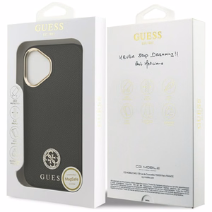 Guess Grained Strass Logo MagSafe Suojakuori iPhone 17:lle - musta