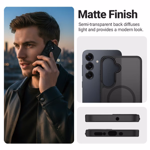 Crong Hybrid Matte Magnetic MagSafe -suojakuori Samsung Galaxy A56:lle, musta