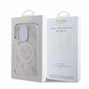Guess 4G Ring Classic Logo MagSafe kotelo iPhone 16 Pro - pinkki