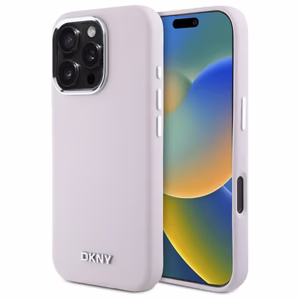 DKNY Liquid Silicone Small Metal Logo MagSafe Suojakuori iPhone 16 Pro Max:lle - vaaleanpunainen