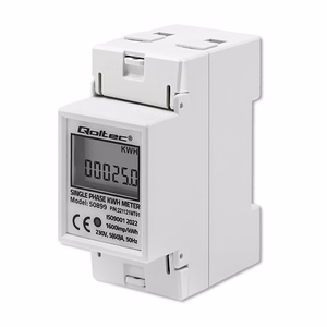Qoltec 50899 – yksivaiheinen sähköinen energiamittari, 230 V, LCD, 2P, DIN-kisko