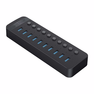 Orico CT2U3-10AB 10x USB-A 3.0 -keskitin kytkimillä - musta