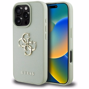 Guess Hardcase PU Grained Big 4G and Classic Logo Suojakuori iPhone 16 Pro 6,3":lle - vihreä
