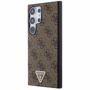 Guess Grip Stand 4G Triangle Strass Suojakuori Samsung Galaxy S24 Ultra:lle - ruskea