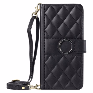Samsung Galaxy A37 5G Leather Wallet Case with Stand and Shoulder Strap - Black