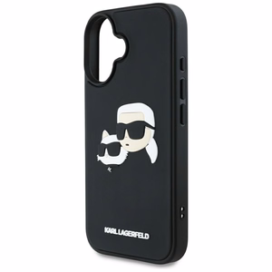 Karl Lagerfeld HC 3D Rubber Double Heads Suojakuori iPhone 16:lle - musta
