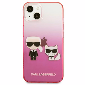 Karl Lagerfeld Gradient Ikonik Karl&Choupette kotelo iPhone 13 mini - vaaleanpunainen - vaaleanpunainen