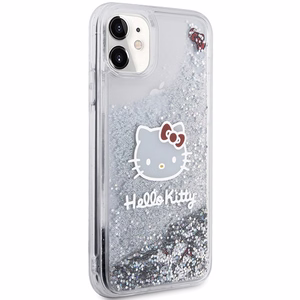 Hello Kitty Liquid Glitter Charms Kitty Head suojakuori iPhone 11 / Xr:lle - hopeinen