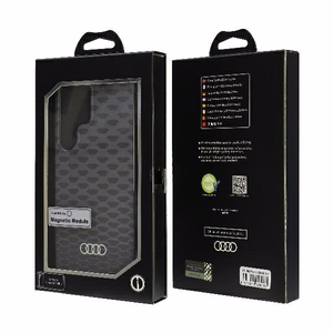 Audi IML Stitching Pattern MagSafe Suojakuori S24 Ultra S928 Musta/Musta Kova Suojakuori AU-IMLMS24U-Q5/D3-BK
