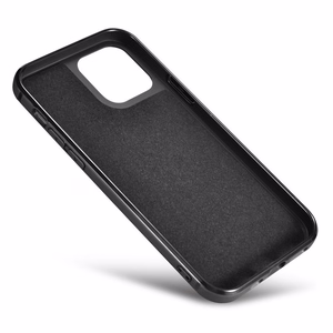 iCarer Nahka Öljyvaha kotelo päällystetty luonnollisella nahalla iPhone 12 Pro Max musta (ALI1206-BK)