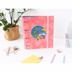 Disney Stitch A4 -kansio 4 renkaalla ja kuminauhalla