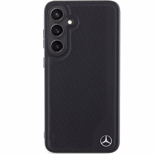 Mercedes nahkainen kohokuvioitu viiva MagSafe suojakuori Samsung Galaxy S24:lle - musta