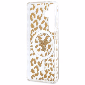 Guess Suojakuori IML Leopard Print Triangle MagSafe Samsung Galaxy S26 -puhelimelle ruskea