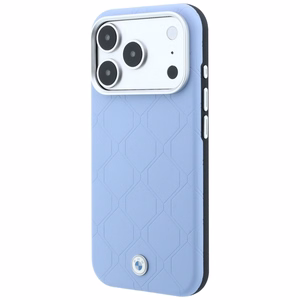 BMW Sign Deboss Quilted Metal Logo -suojakuori laitteelle iPhone 18 Pro Max / 17 Pro Max, MagSafe-yhteensopiva – sininen