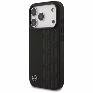 Mercedes Nahkainen Laurel Leaves MagSafe Suojakuori iPhone 17 Pro:lle - musta
