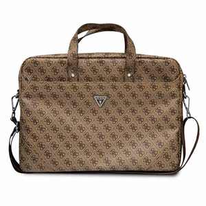 Guess Saffiano 4G Triangle Logo laukku 16 tuuman kannettavalle - ruskea