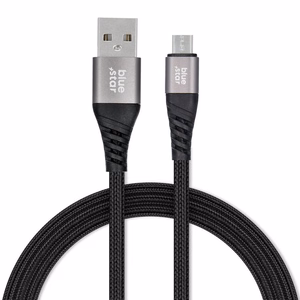 BLUE STAR kangaspäällysteinen kaapeli 2A USB A - Micro USB TFK-DC-003 1,2 m musta