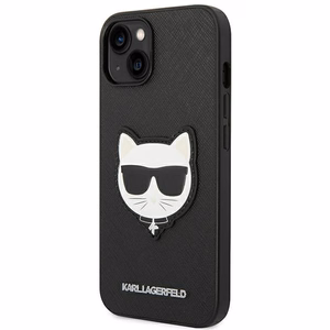 Karl Lagerfeld Saffiano Choupette Head Patch kotelo iPhone 14 Plus - musta