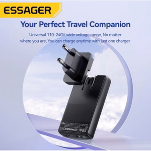 Charger Essager "Ultra Thin" Black 65W (PD / QC3.0)