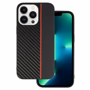 Tel Protect CARBON Suojakuori iPhone 13 Pro:lle musta punaisella raidalla